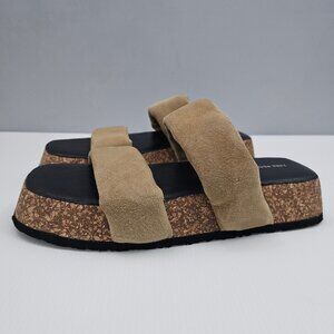 NEW Free People Fairmount Sandal Womens 10 Taupe Tan Suede Cork Platform Slide